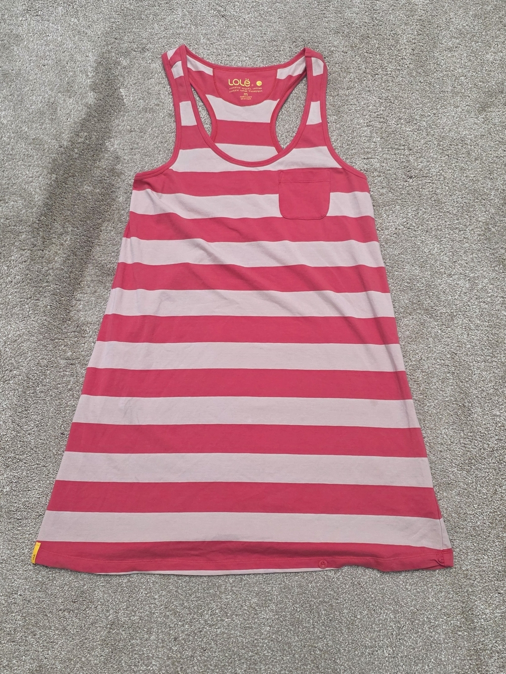 Coastal Preppy Nautical Athleisure Eco Lole Striped Racerback Tank Dress M